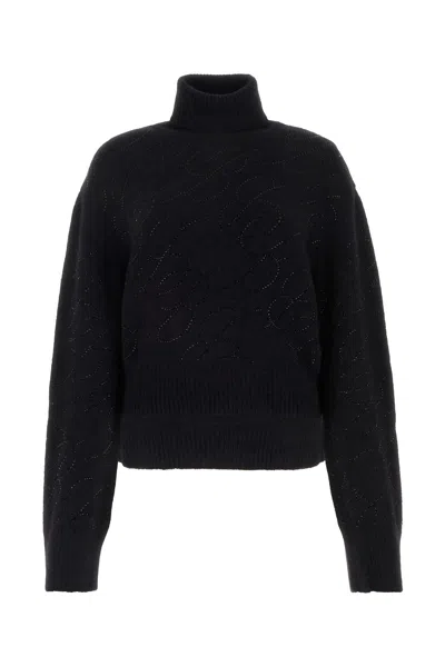 Blumarine Ribbed Alpaca Blend Sweater With Cropped Cut