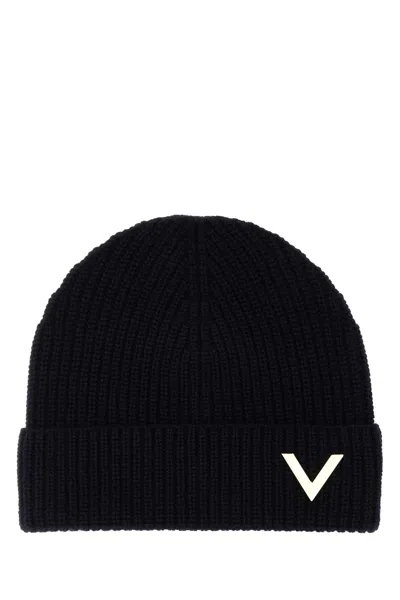 Valentino Folded Brim Cashmere Knit Beanie