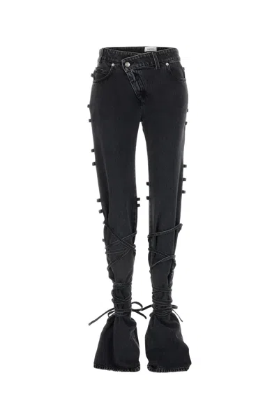 Alexander Mcqueen Flared Jeans With Unique Lace-up Detailing And High-quality Cotton Fabric