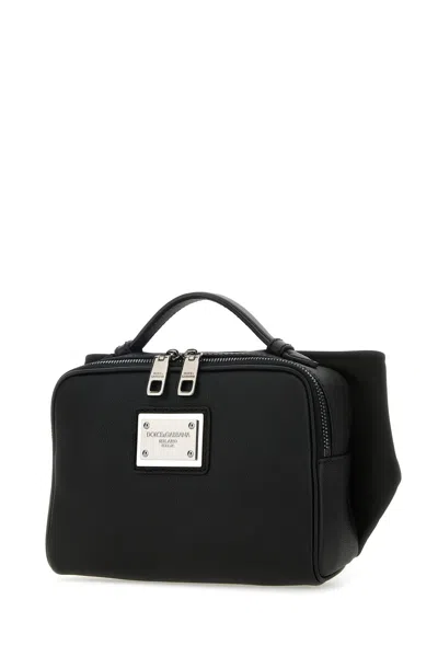 Dolce & Gabbana Men Black Leather And Nylon Belt Bag