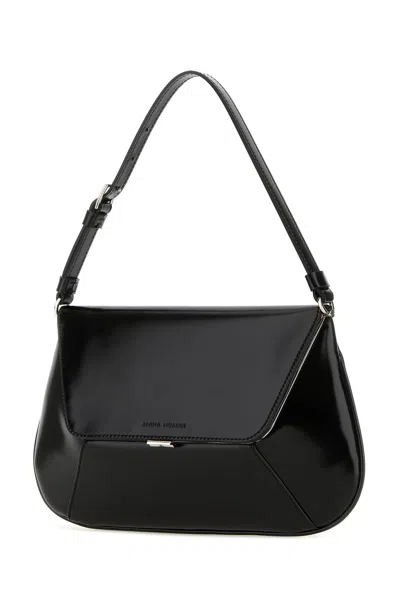 Amina Muaddi Leather Handbag With Curved Base And Reptile Motif Embossing