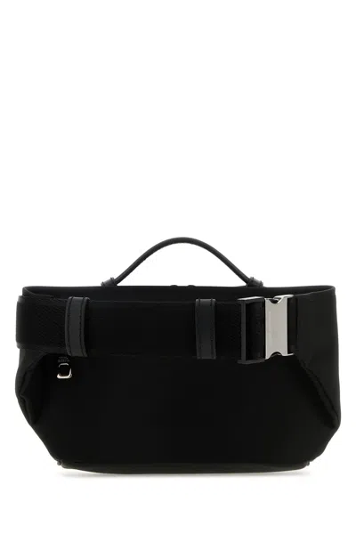 Dolce & Gabbana Men Black Leather And Nylon Belt Bag