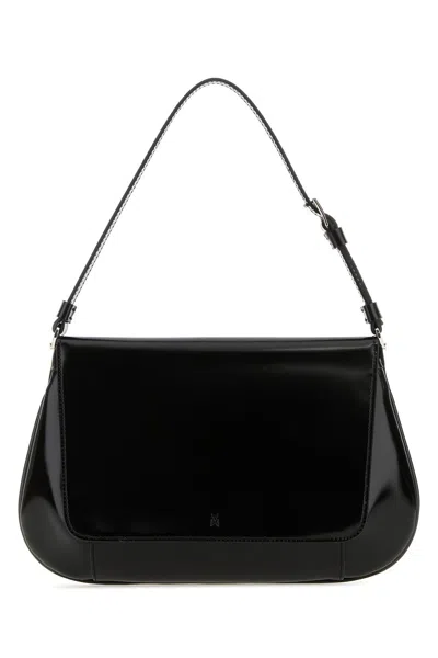 Amina Muaddi Leather Handbag With Curved Base And Reptile Motif Embossing