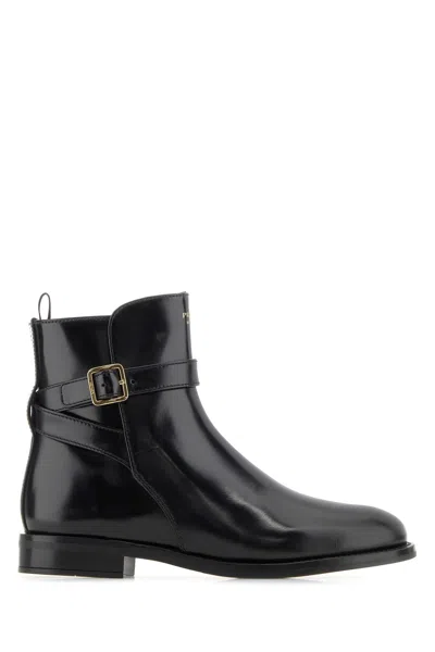 Prada Brushed Leather Ankle Boots With Strap