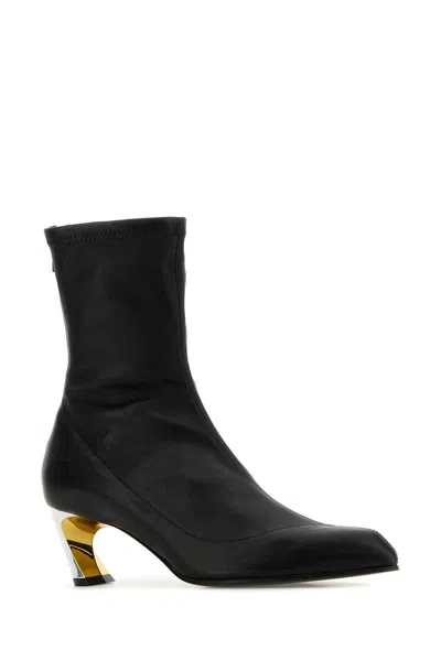 ALEXANDER MCQUEEN BLACK LEATHER ARMADILLO ANKLE BOOTS 