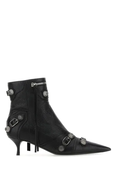 Balenciaga Cagole 50 Ankle Boots In Lamb Leather In Black