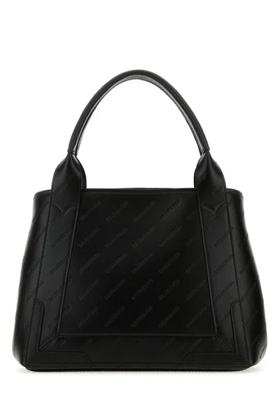 Balenciaga Women Black Leather Navy Cabas Xs Handbag