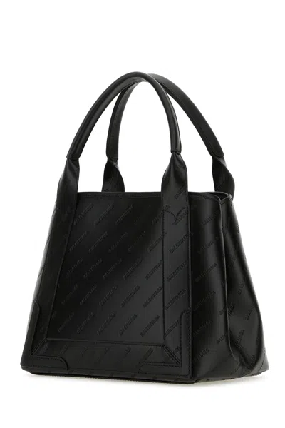 Balenciaga Women Black Leather Navy Cabas Xs Handbag