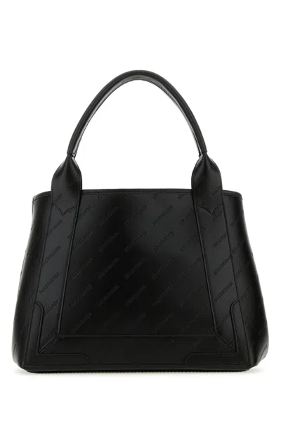 Balenciaga Women Black Leather Navy Cabas Xs Handbag
