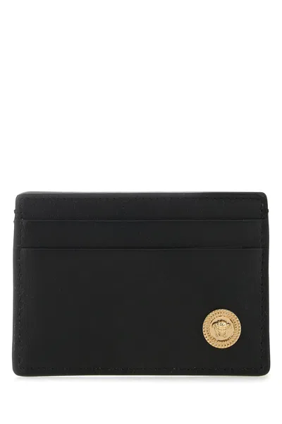 Versace Black Small Wallet With Medusa Biggie Logo In Leather Woman