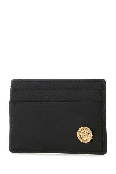 Versace Black Small Wallet With Medusa Biggie Logo In Leather Woman