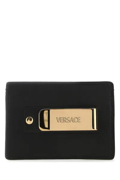 Versace Black Small Wallet With Medusa Biggie Logo In Leather Woman