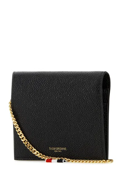 Thom Browne Black Leather Card Holder