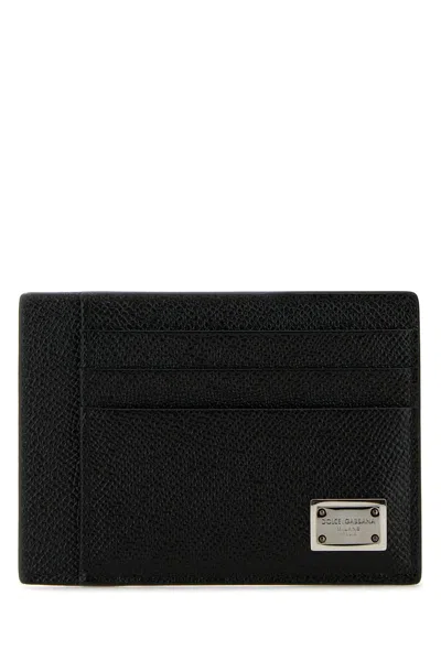 Dolce & Gabbana Black Textured Calf Leather Bi-fold Wallet