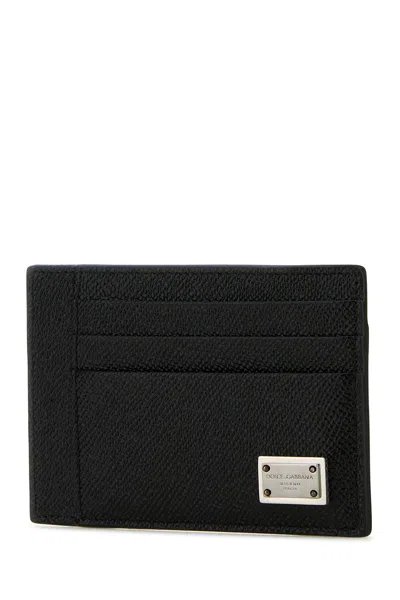 Dolce & Gabbana Black Textured Calf Leather Bi-fold Wallet