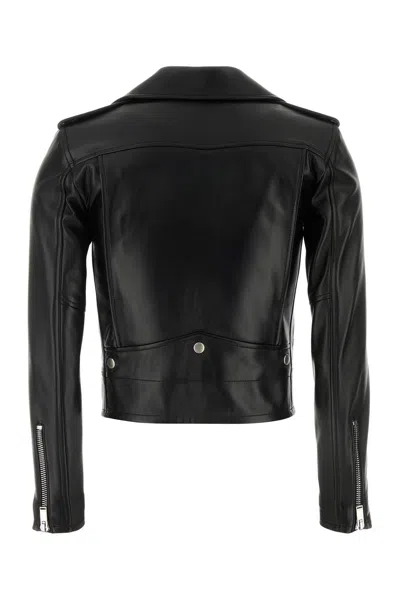 Saint Laurent Leather Jacket In Black
