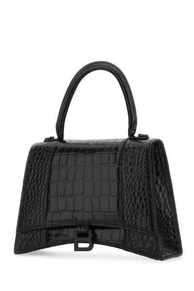 Balenciaga Hourglass Crocodile Embossed Shoulder Bag