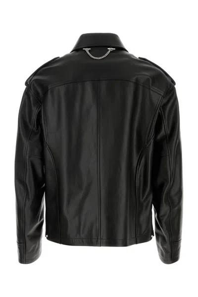 Alexander Mcqueen Leather Jacket With Chest Pockets And Epaulettes
