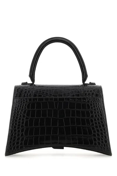 Balenciaga Hourglass Crocodile Embossed Shoulder Bag