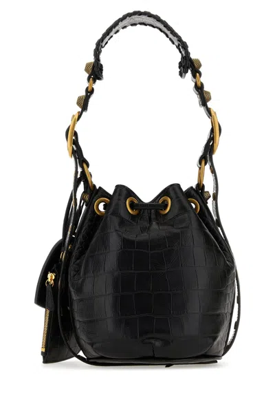 Balenciaga ‘le Cagole Xs' Strass Studded Croc-effect Leather Bucket Bag