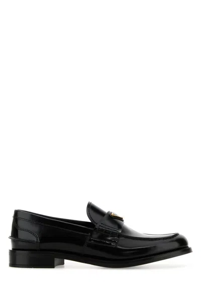 Prada Logo-plaque Leather Loafers