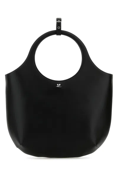 Courrèges Courregès Black Leather Medium Holy Handbag