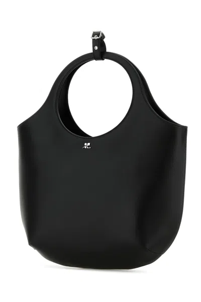 Courrèges Courregès Black Leather Medium Holy Handbag