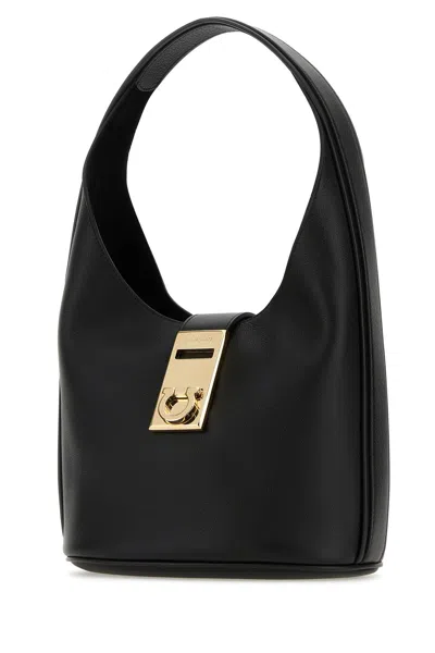 Ferragamo Medium Structured Hobo Handbag With Top Handle In Black