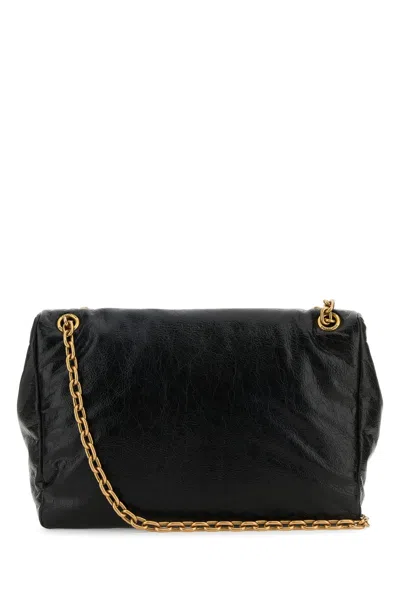 Balenciaga Monaco Crinkled-leather Shoulder Bag In Black