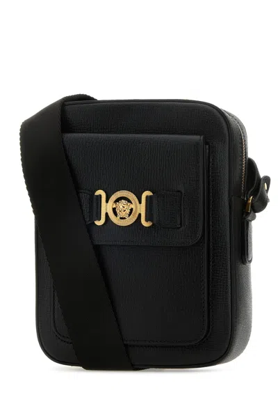 Versace Man Black Leather Medusa Biggie Crossbody Bag