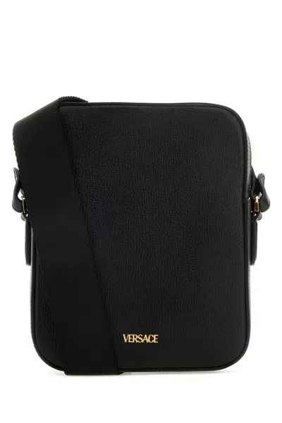 Versace Man Black Leather Medusa Biggie Crossbody Bag