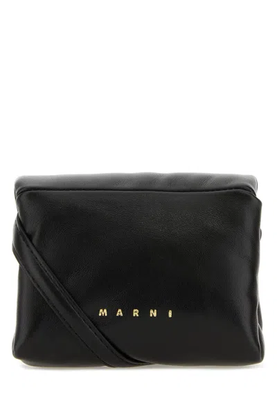 Shop Marni Black Leather Mini Prisma Clutch