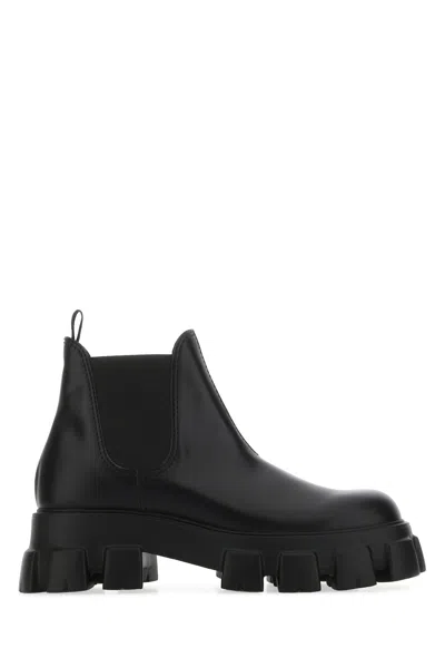 Prada Moonlith Brushed Leather Chelsea Boots