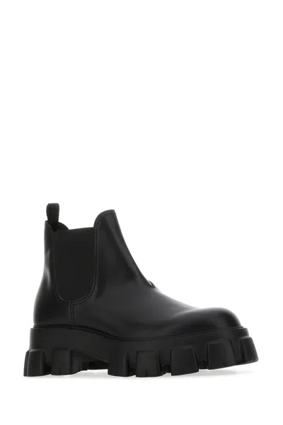 Prada Moonlith Brushed Leather Chelsea Boots