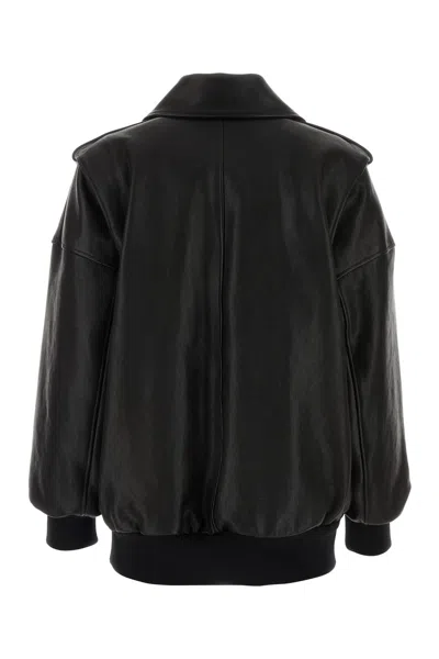 Alexander Mcqueen Black Leather Oversize Jacket