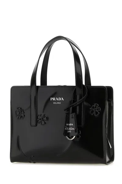 Prada Black Leather Re-edition 1995 Handbag In Black