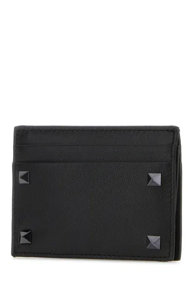 Valentino Leather Stud Embellished Card Holder