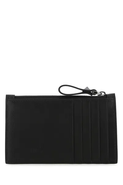 Valentino Black Leather Rockstud Card Holder