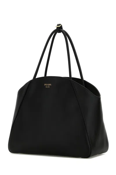 Prada Black Leather Shopping Bag