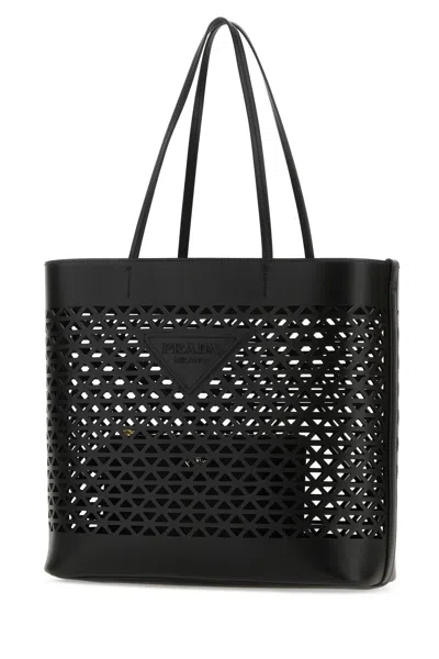 Prada Large Perforated Leather Tote Bag