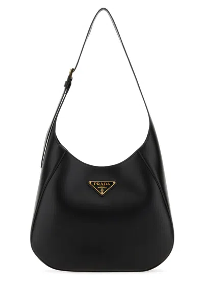 Prada Leather Shoulder Bag With Triangle Logo