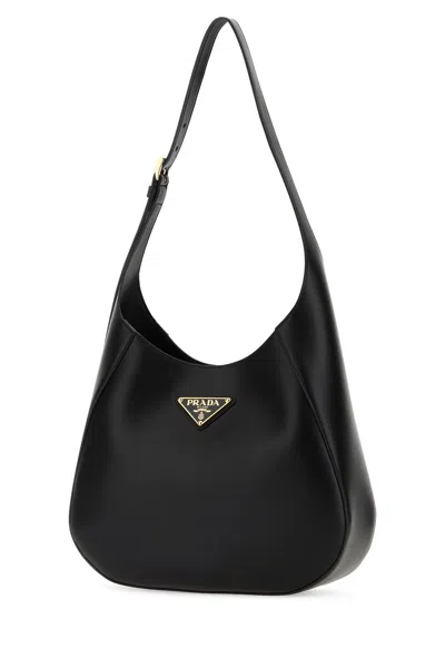 Prada Leather Shoulder Bag With Triangle Logo