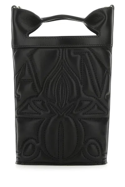 Alexander Mcqueen The Bow Black Bucket Bag With Quilted Detailing In Leather Woman