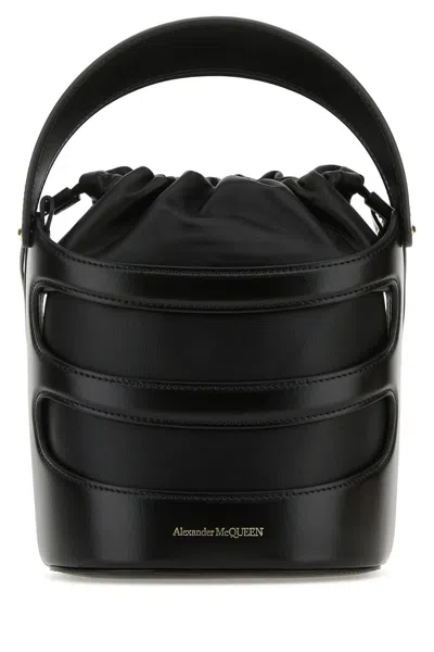 Alexander Mcqueen Women Black Leather The Rise Bucket Bag In Black