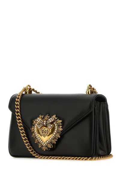 Dolce & Gabbana Black Nappa Leather Devotion Shoulder Bag