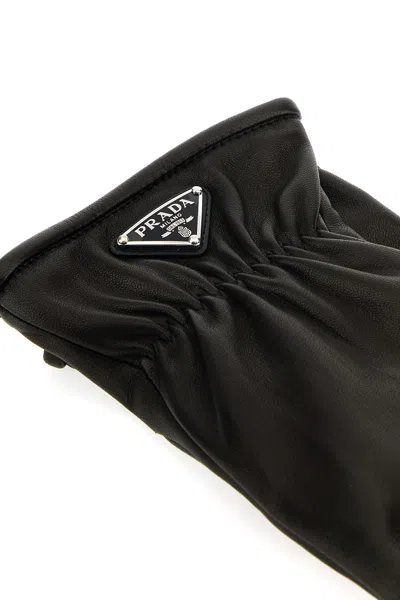 Prada Nappa Leather Gloves Elasticated Wrist