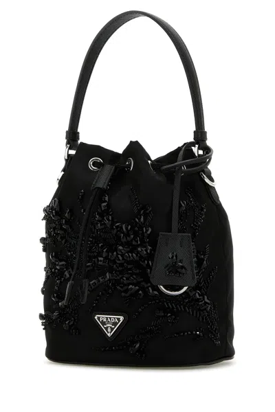 Prada Re-nylon Logo Plaque Bucket Bag