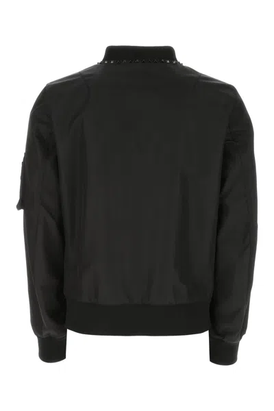 Valentino Nylon Bomber With Leather Patch And Vlogo Detail