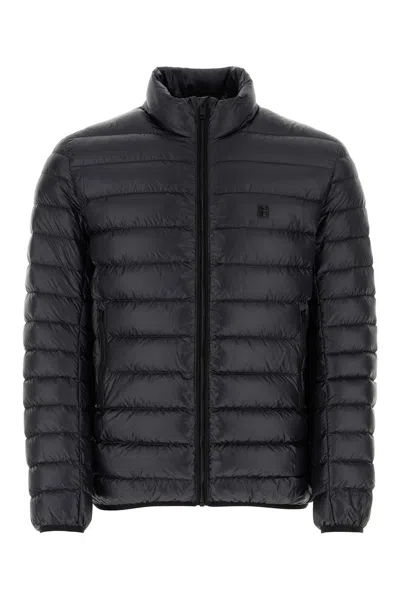 Givenchy Black High Neck Down Jacket With Logo Detail In Tech Fabric Man