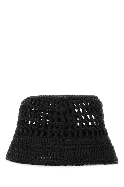 Prada Black Raffia Hat